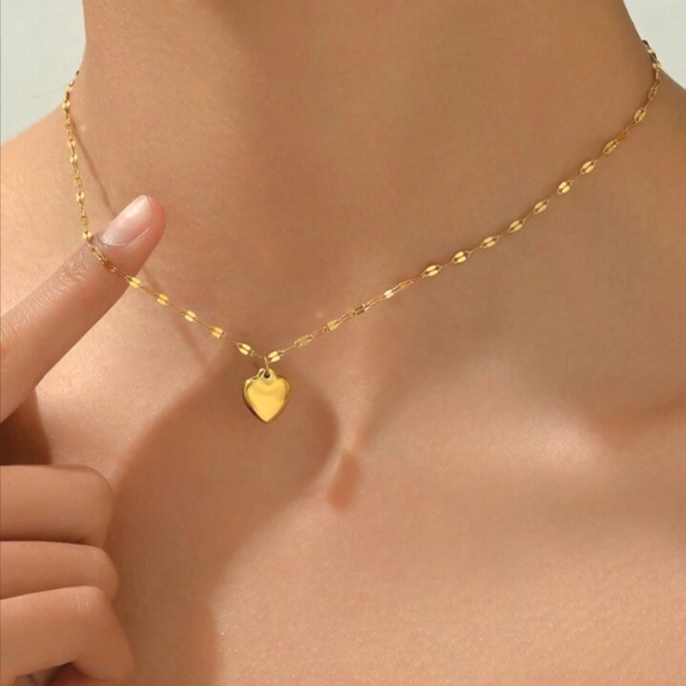 Gold Heart Charm Necklace